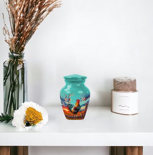 Charming Rooster Urn for Ashes Keepsake