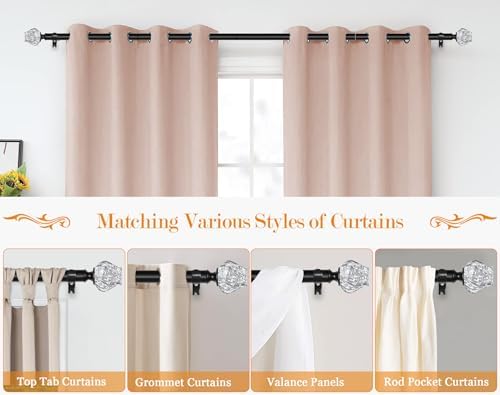 HOTOZON Black Curtain Rod 72-144 Inches Single Rod