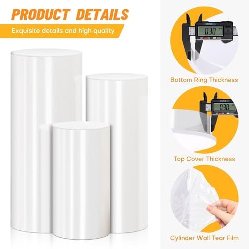 Cylinder Pedestal Stand PVC White 5 PCS Portable Display