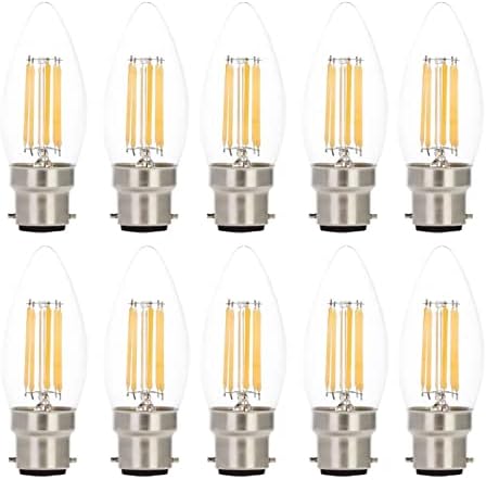 10pcs Dimmable 6w Candle Bulb LED Filament B22 Bayonet 220V Warm White Light