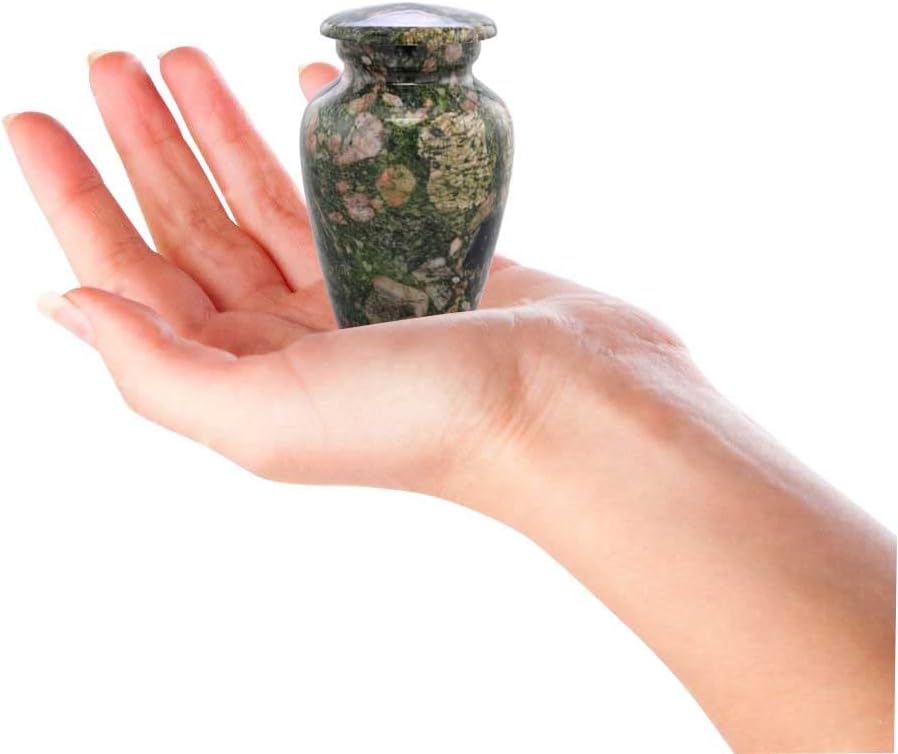Small Keepsake Cremation Urn Marble Finish Metal