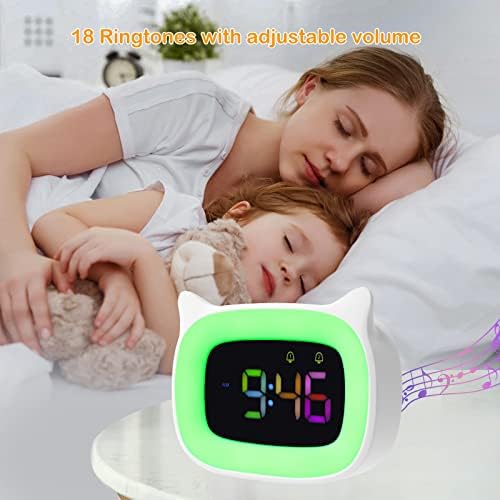 Cute RGB Alarm Clock with Night Light for Kids and Teens