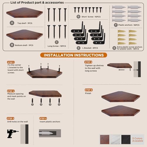 Demigo Corner Shelf Wall Mount Set of 2