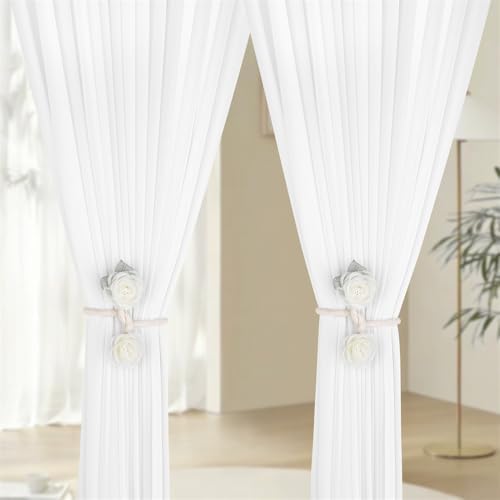 Handmade Artificial Rose Flower Curtain Holdbacks - Beige