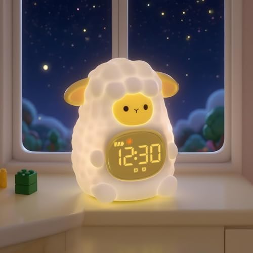 TCJJ Kids Sleep Training Alarm Clock with Night Light