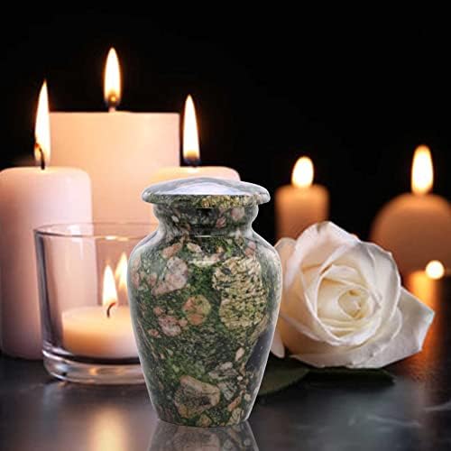 Small Keepsake Cremation Urn Marble Finish Metal