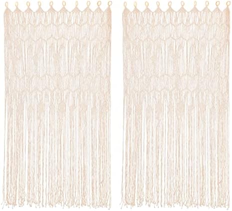2Pcs Macram Curtain with Tassels for Living Room and Bedroom