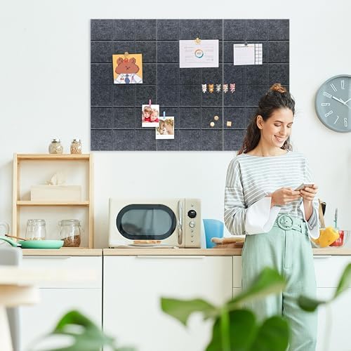 Yunihome 12 Pack 36 x 48 Felt Bulletin Board Wall Tiles