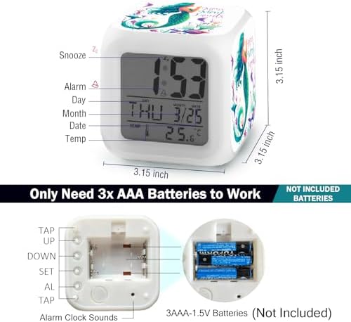 Mermaid Alarm Clock with Color Changing Nightlight