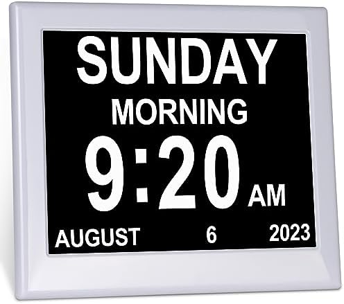 Digital Day Date Time Clock for Seniors with Medication Reminders