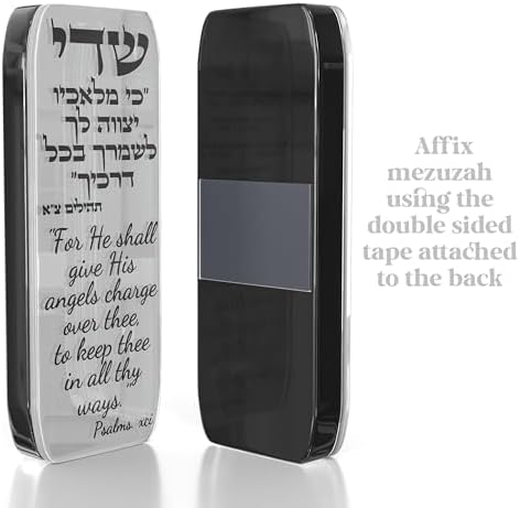 TYLDUM Car Mezuzah with Travelers Prayer and Scroll Engraved Blessing Silver