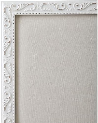 SOFE Rustic Bulletin Board for Wall - White Linen 16x13 Inches
