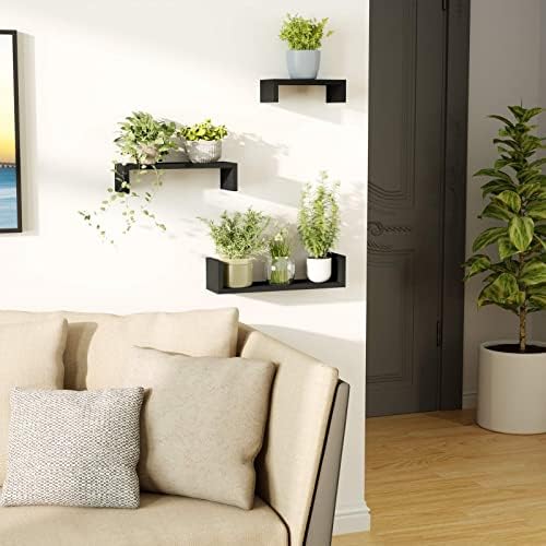 SRIWATANA Floating Shelves Wall Mounted Black