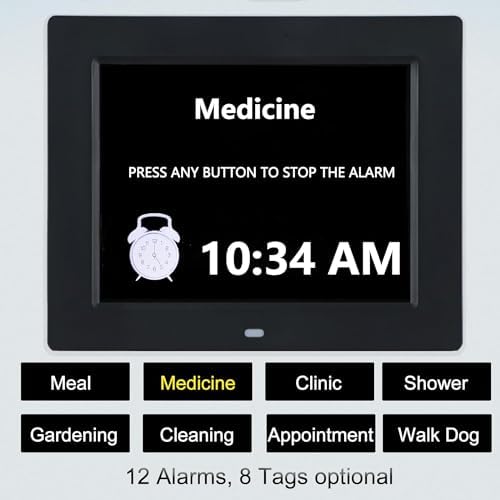 8 inch Digital Alarm Clock with 12 Alarms and Auto Dimming