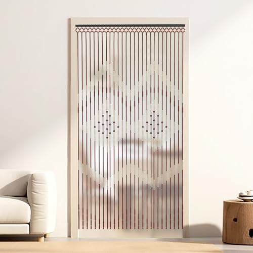 Wood Beaded Curtain for Doorway 3544 x 689 Inches Coffee White