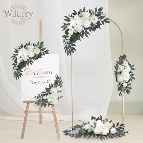 White Wedding Arch Flowers 2PCS Artificial Floral Swag