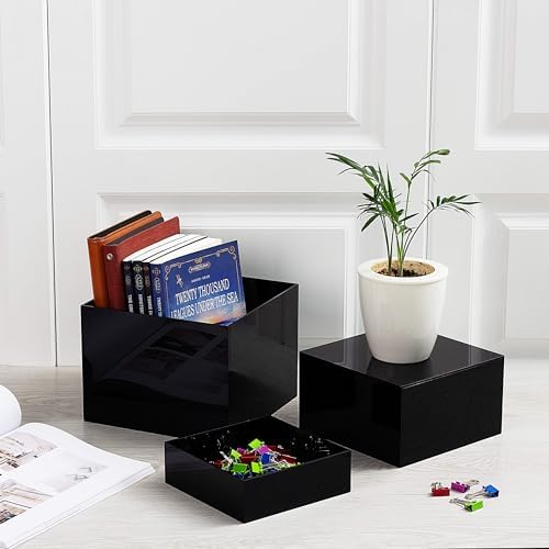 Generic Black Cube 3 Piece Set Nesting Risers with Hollow Bottoms 1