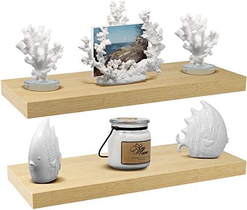 Sorbus Floating Shelves 24 Wall Mount - 2 Pack Maple Wood