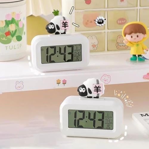 Cute Pink Pig White Sheep Shape Digital Alarm Clock