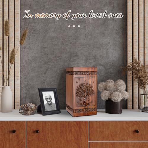 Handcrafted Wooden Cremation Urn with Velvet Bag