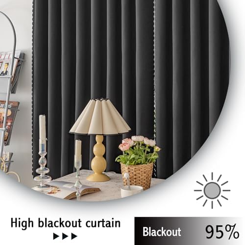 Jilron Magic Tape Curtains Blackout Panels 2 Pack