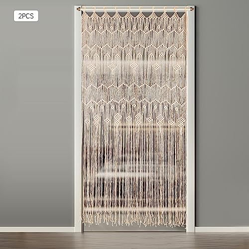 2Pcs Macram Curtain with Tassels for Living Room and Bedroom