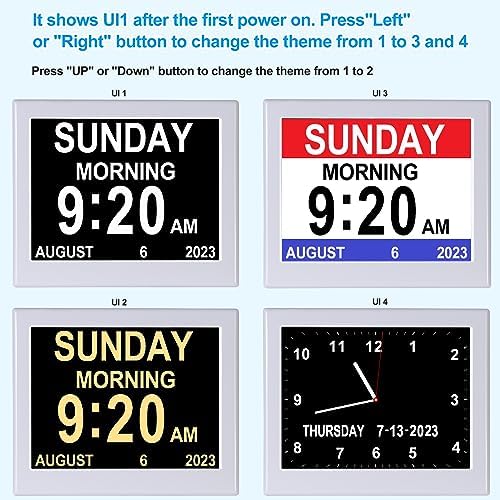Digital Day Date Time Clock for Seniors with Medication Reminders