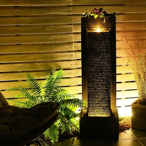 Sunlinua Outdoor Water Fountain with LED Lights and Durable Pump