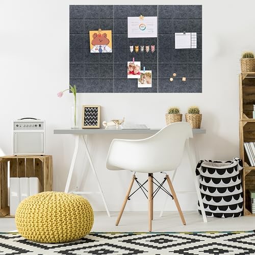 Yunihome 12 Pack 36 x 48 Felt Bulletin Board Wall Tiles