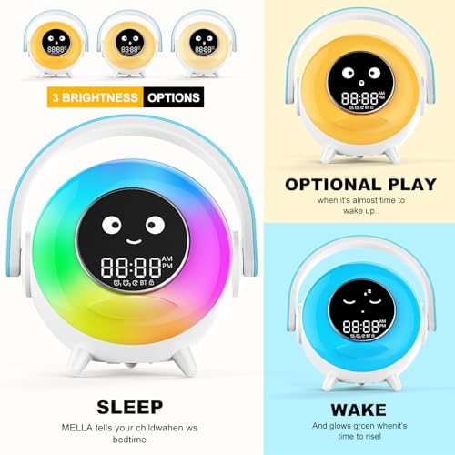 Cute RGB Alarm Clock with Night Light and Bluetooth for Kids