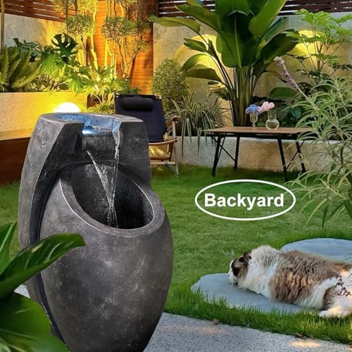 Modern Two-Tier Waterfall Fountain for Indoor Outdoor