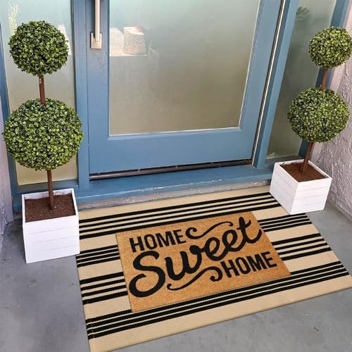 KIMODE Striped Outdoor Rug 275x43 Inches Reversible Entryway Mat