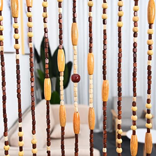 ZHOUXIAO Handcrafted Wood Beaded Curtain 90x175cm