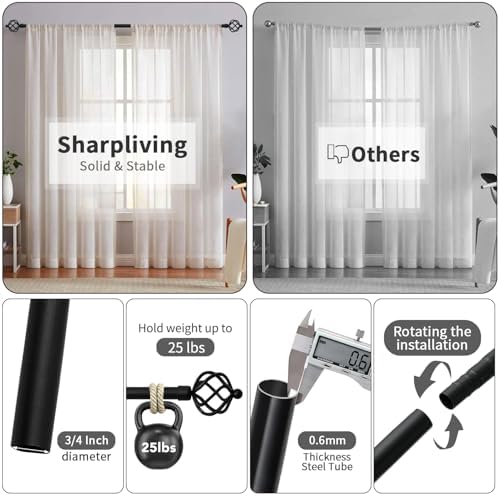 Sharpliving Bronze Adjustable Single Curtain Rod 48-84 Inch Long