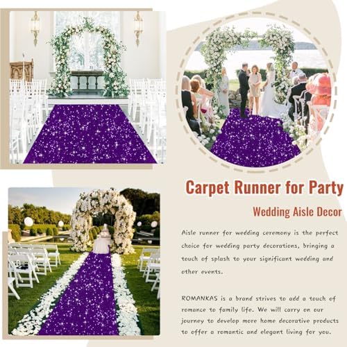 4ft x 20ft Purple Glitter Aisle Runner for Wedding and Party