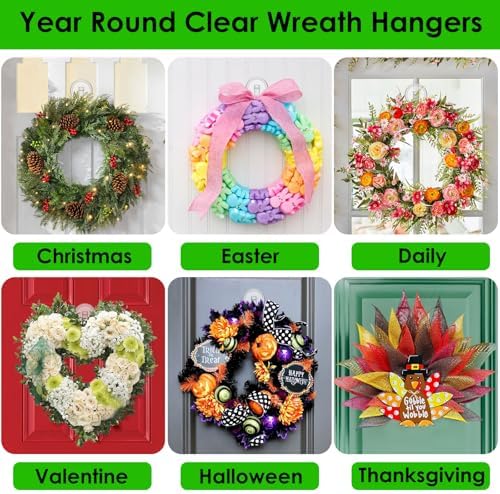 Clear Wreath Hanger 22 LB Suction Cup Hooks 2 Pack