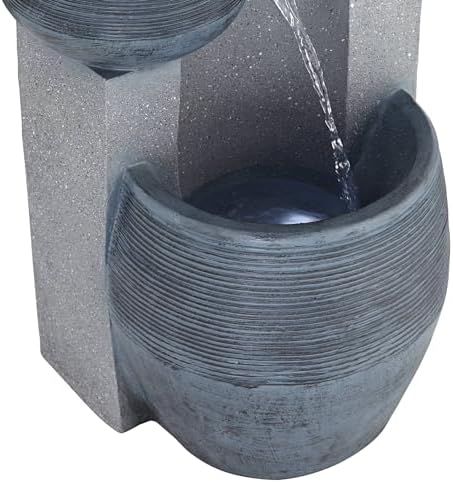 John Timberland Three Bowl Floor Standing Fountain with LED Light