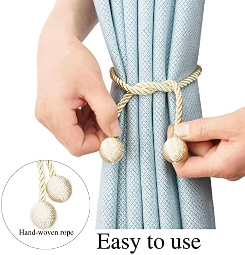 4 Pack Beige Curtain Tiebacks with Woven Texture
