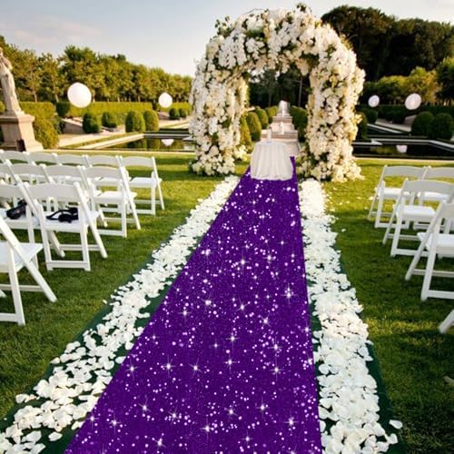 4ft x 20ft Purple Glitter Aisle Runner for Wedding and Party