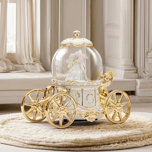 Luxury Gold Cinderella Carriage Snow Globe with Music
