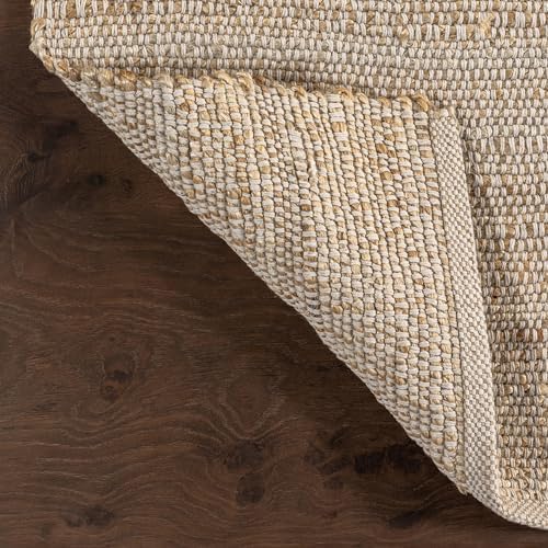nuLOOM 26 x 10 Handwoven Jute Cotton Area Rug Natural Farmhouse Style