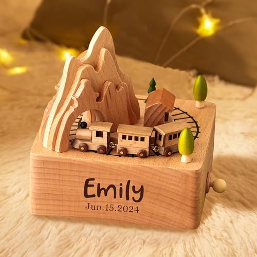 EDSG Personalized Wooden Music Box with Name and Date