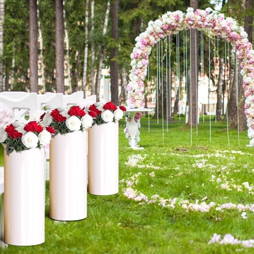 Cylinder Pedestal Stand PVC White 5 PCS Portable Display