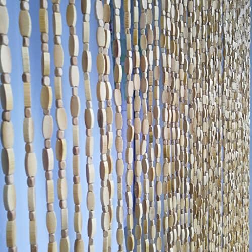 ZHOUXIAO Bamboo Wood Bead Curtain for Doorways and Room Dividers