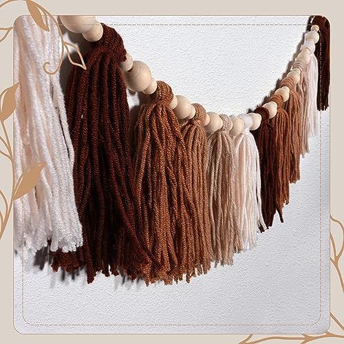 Brown Boho Tassel Garland with Terracotta Beads