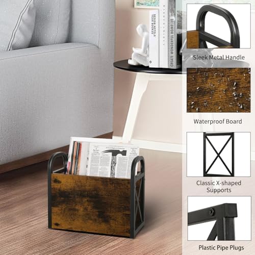 Yinmit Magazine Holder with X-Shaped Frame and Metal Base