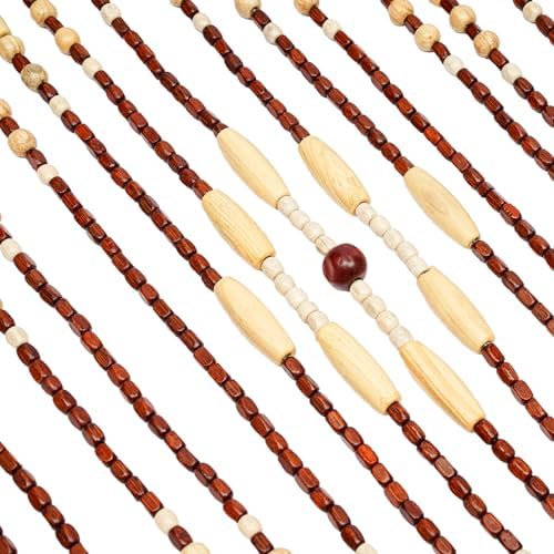 Beaded Curtain Handmade Wood Beads Doorway Decor Panel
