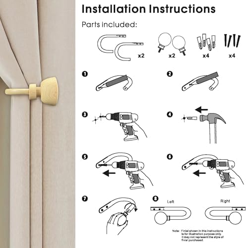 Elegant Decorative Curtain Holdbacks with Faux Wood Design