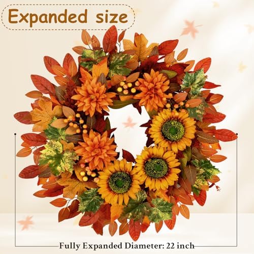 Waipfaru Fall Wreath 22 Inches Autumn Decor
