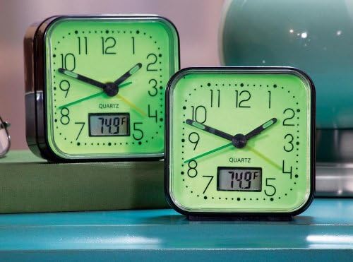 Collections Etc Glow in The Dark Alarm Clocks Set of 2 Black